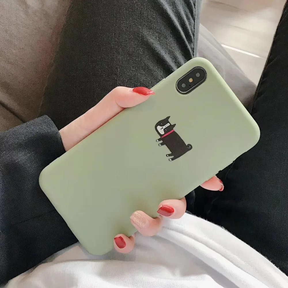 Матовые чехлы для телефонов iphone X XR XS Max мультяшная плюшевая собака мягкий ТПУ