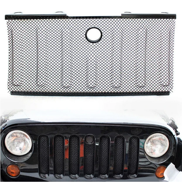 Черная сетчатая сетка для Jeep Wrangler JK Нержавеющая решетка вставка крышка 2007 2008 2009