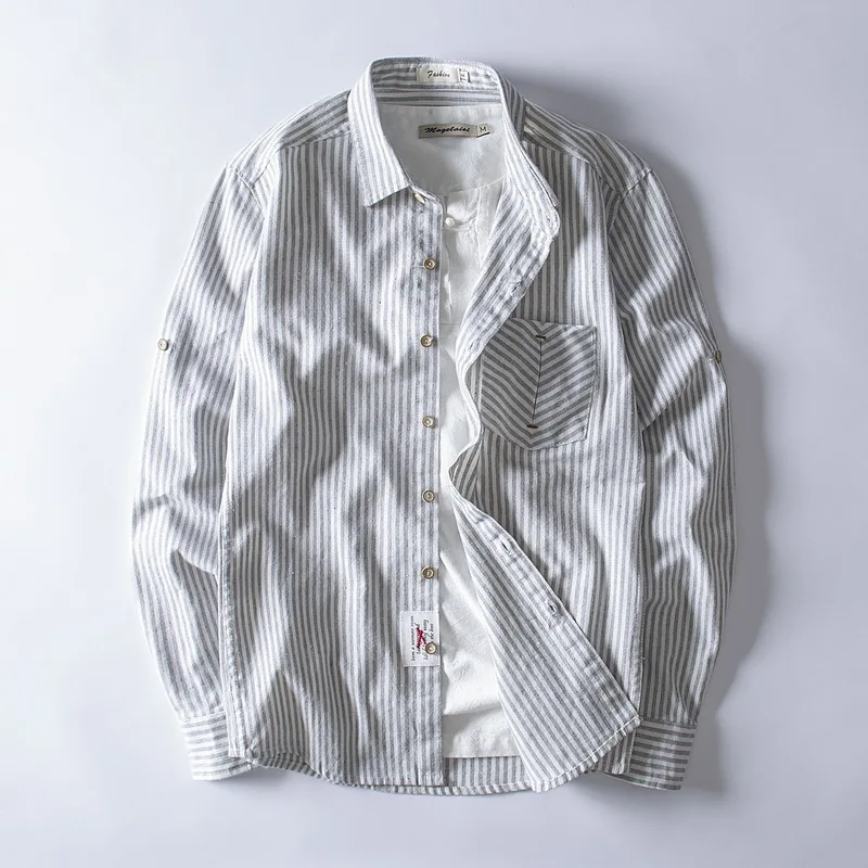 

Autumn and spring long sleeve striped shirts men casual fashion square collar shirt male brand fashion shirt mens camisa chemise