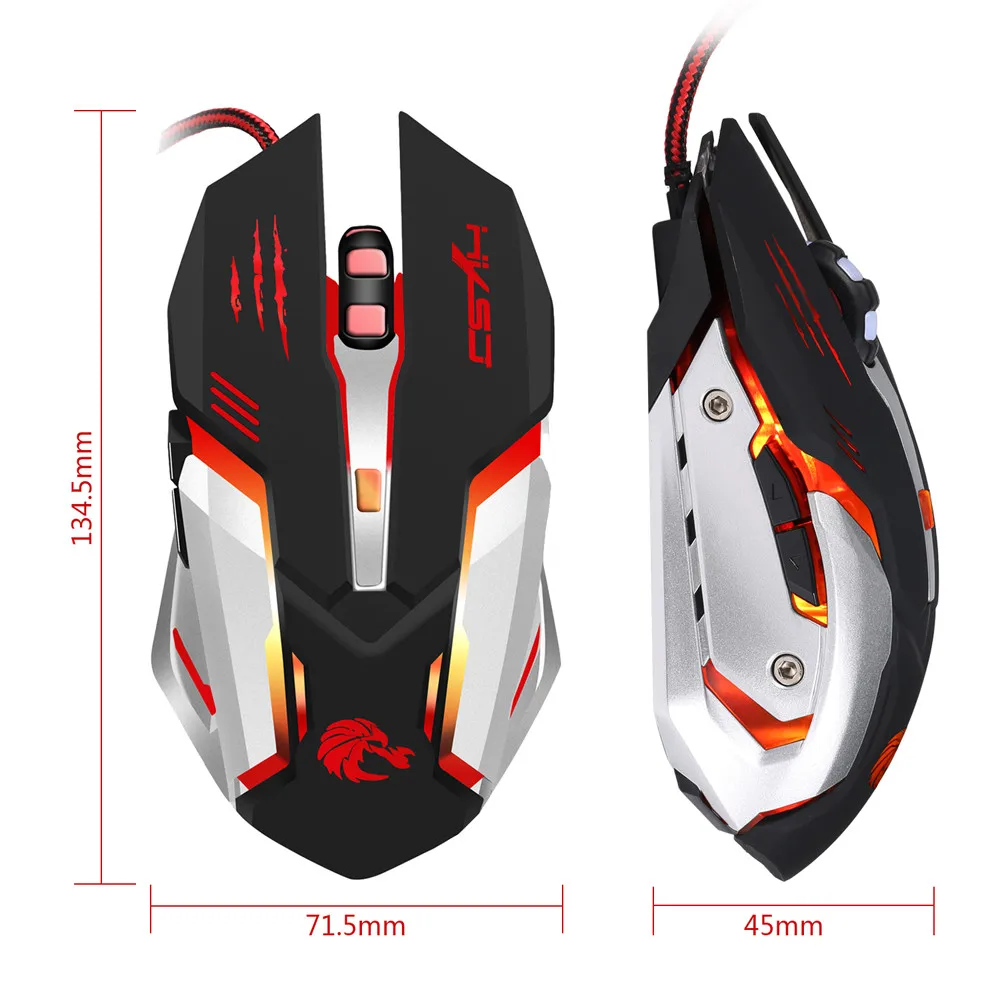 VOBERRY USB Wired Mouse Durable 5500DPI 6 Buttons Black Gamer LED Backlit Optical Ergonomic Game Mice For PC Gaming Laptop | Компьютеры и