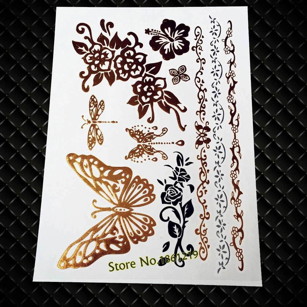 ГОРЯЧАЯ круглая Золотая временная татуировка мандалы цветок рука поддельный