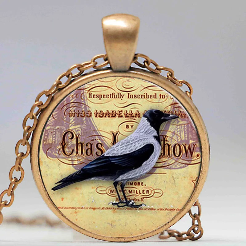 Винтажные Украшения на Хэллоуин женское ожерелье с узором ворона цепочка свитер