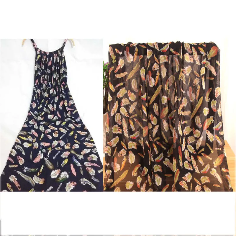 75D шифоновое платье с принтом из маленьких частей Весенне-летние платья широкими