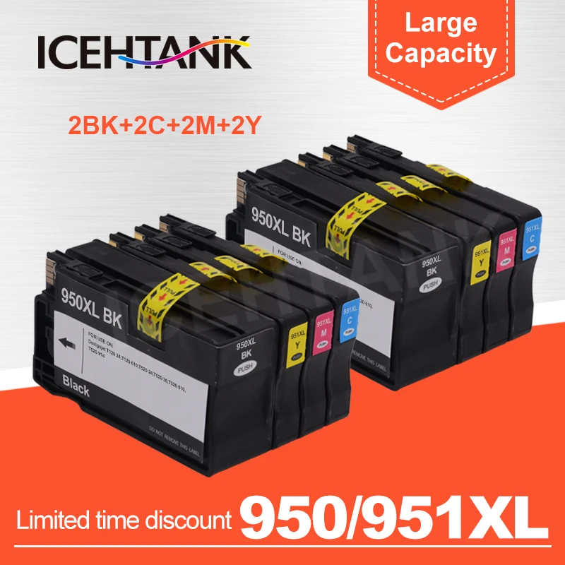 ICEHTANK Compatible Ink Cartridge Replacement for HP 950 951 XL Officejet Pro 8100 8600 8610 8620 8630 251dw 276dw 8650 Printers