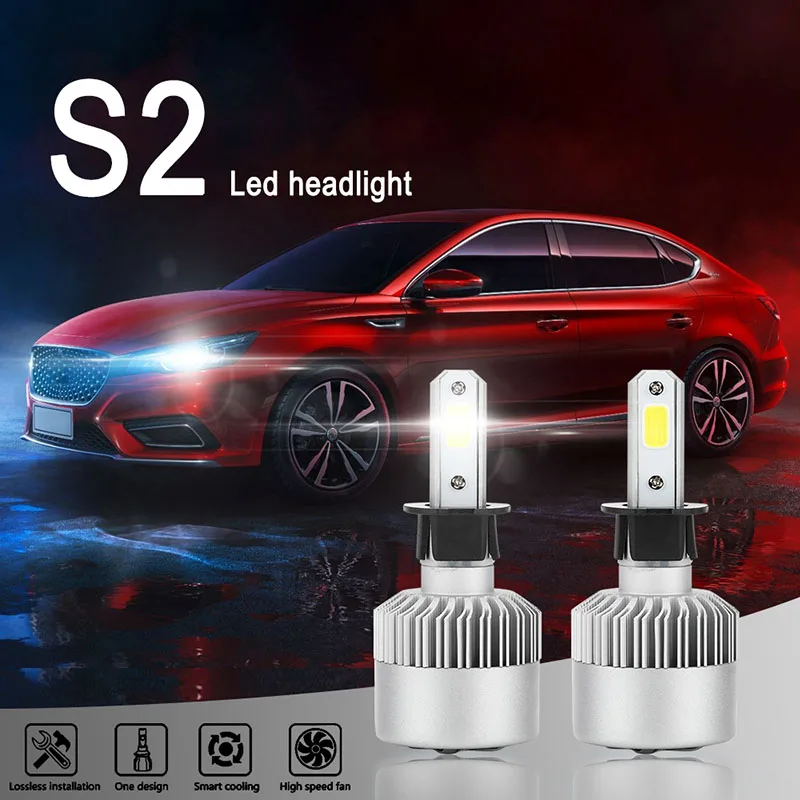 TF30 2 шт. S2 светодиодный фары ламп Conversion Kit огни 72W фары для 8000LM H1 H3 H4 H7 H8 H11 HB3 HB4 Авто COB фар автомобиля 6500K