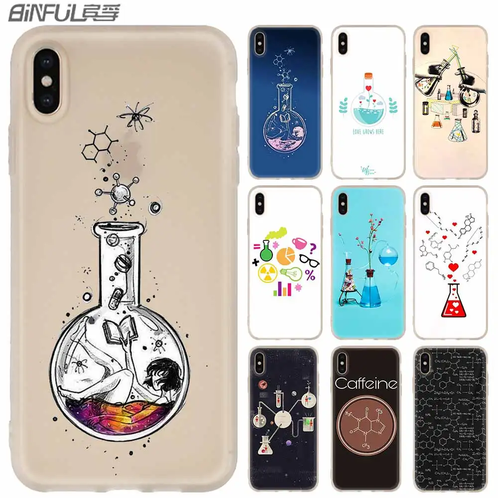 

Chemistry drawing Silicone Soft Cover Case FOR iPhone 13 11 12 Pro X XS Max XR 8 7 6 Plus SE Coque 2020