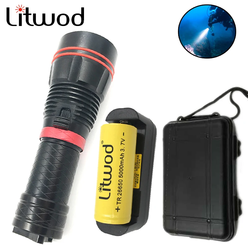 Litwod Z15 D78 подводный светодиодный FlashlightXM L2 150 м водонепроницаемый фонарик для