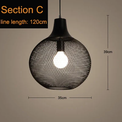 Section C with bulb Ретро промышленный ветер железная клетка люстра бар Лофт творческая личность ресторан кафе/бар/окно/Лофт люстра - Цвет корпуса: Section C with bulb