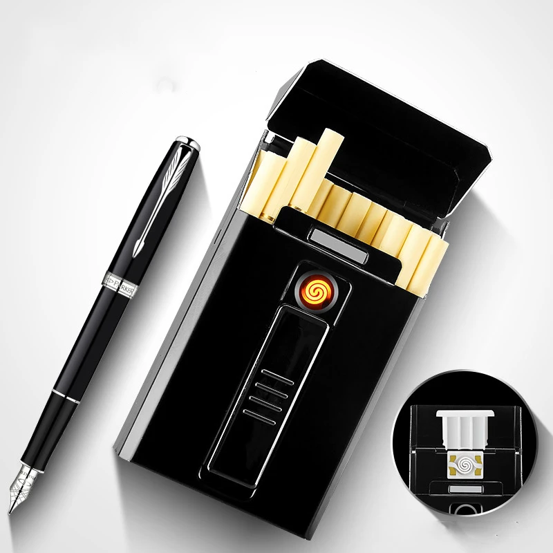 20 длинный тонкий чехол для сигарет с электрическая зажигалка подключением к USB