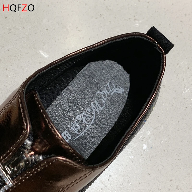 HQFZO/Новинка 2019 года модные туфли на плоской подошве мягкие лоферы молнии шикарные