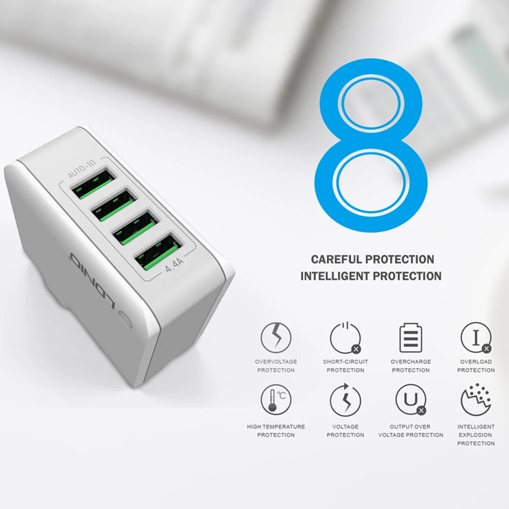 LDNIO A4403 четыре USB порта зарядное устройство для путешествий мобильного телефона с