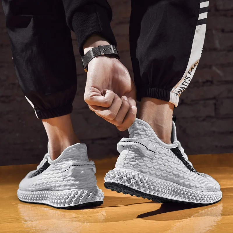 Мужские кроссовки больших размеров 4D Flyknit мужская повседневная обувь легкая
