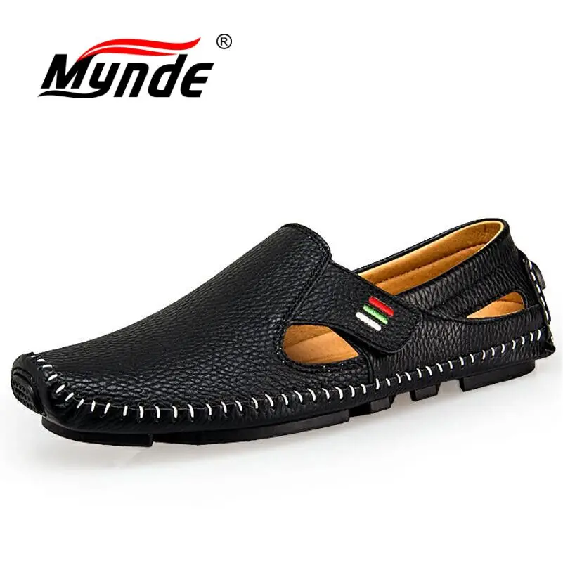 MYNDE New Fashion Moccasins For Men Loafers Summer Walking Breathable Casual Shoes Hook&amploop Driving Boats Flats | Обувь