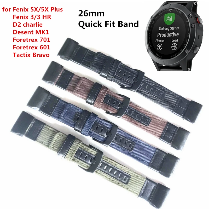 Нейлоновый кожаный браслет для часов Garmin Fenix 3/Fenix 3 HR/Fenix 5X Quick Release 5x Fit Strap 22