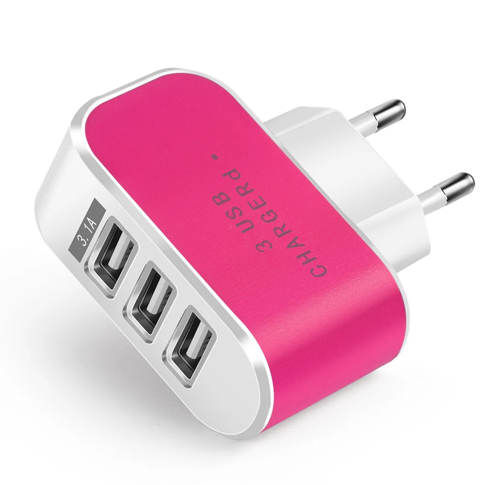 Olaf USB зарядное устройство 3 порта 5V2A путешествия USB настенный адаптер питания ЕС зарядное устройство Зарядка для iPhone Xs max Xiaomi Samsung HTC Huawei - Тип штекера: Rose red