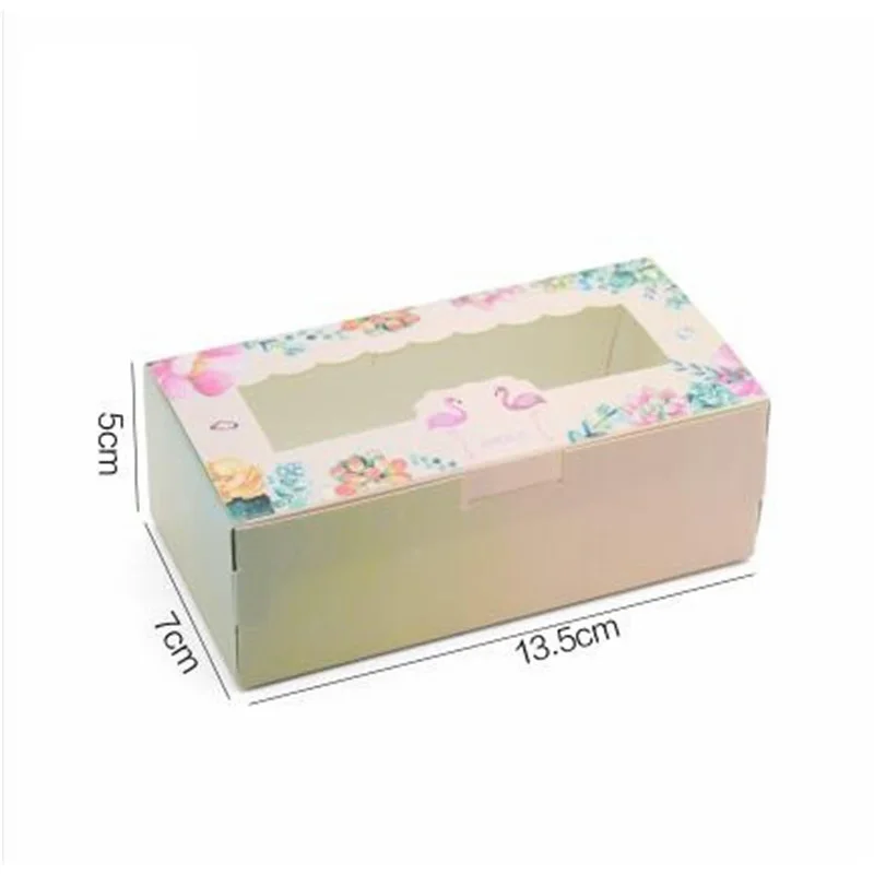Pink Flamingo Pattern Cake Box With PVC Window Cookie Package Paper Cupcake Baking Packaging | Дом и сад