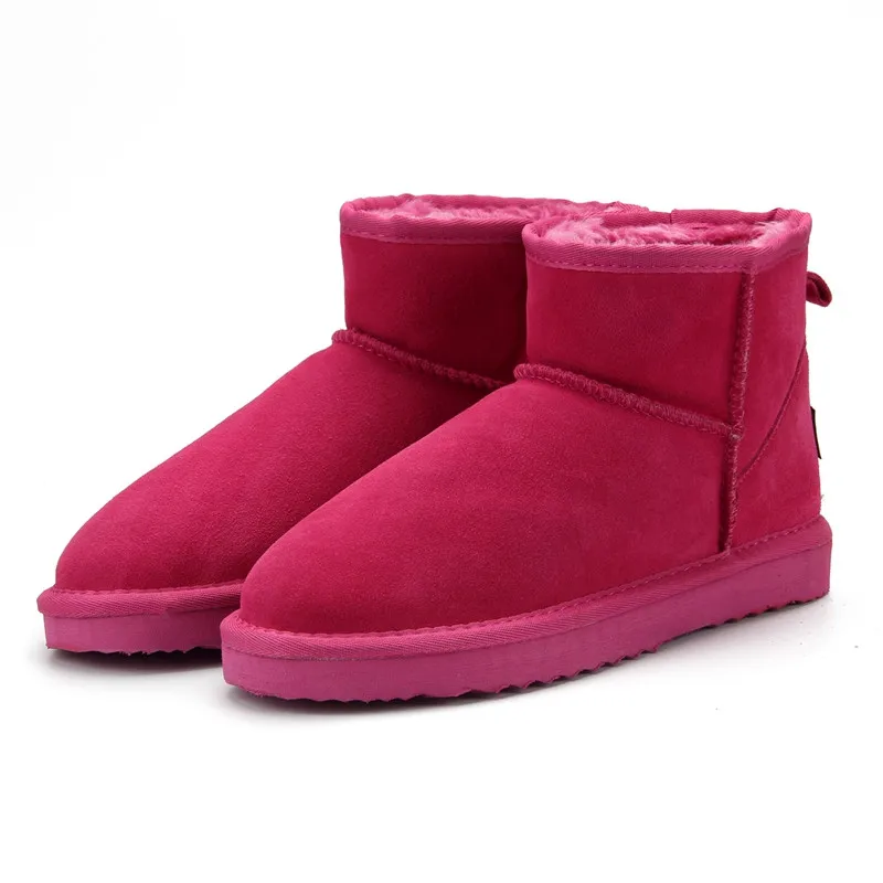 Rose Red JXANG/Лидер продаж; Брендовые женские зимние ботинки; ботильоны из натуральной яловой кожи; теплые зимние ботинки; женская обувь; 23 Цвета - Цвет: Rose Red