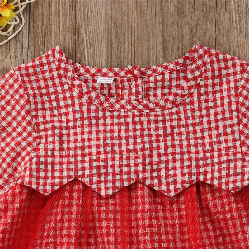 Sweet Autumn Dresses Red and White Chequered Long Sleeve Princess | Детская одежда и обувь
