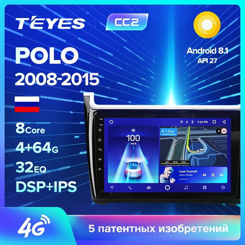 TEYES CC2 Штатная магнитола для Фольксваген Поло Volkswagen VW polo sedan 2008 2010 2012 Android 8.1 32EQ+ DSP 2DIN автомагнитола 2 DIN DVD GPS мультимедиа автомобиля головное устройство