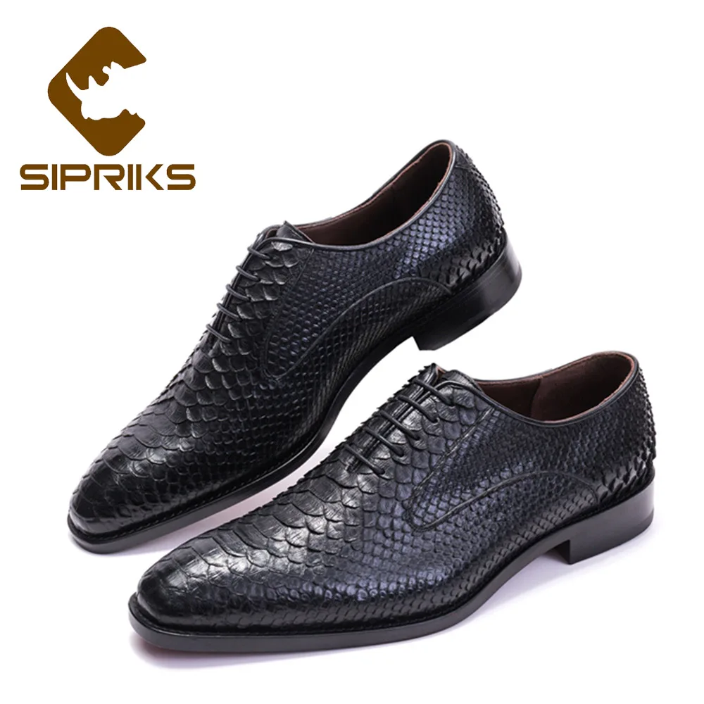 

2020 Sipriks Mens Snake Skin Social Shoes Italian Goodyear Welted Dress Shoes Real Python For Male Boss Business Work Oxfords 44