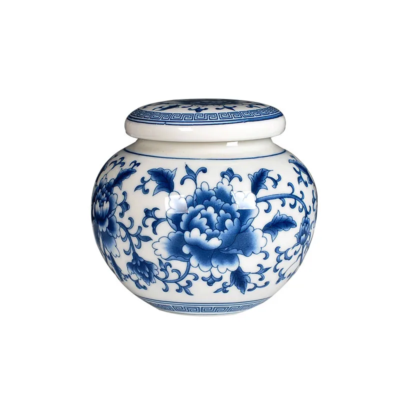 Сине Белая Керамическая маленькая чайная банка Jingdezhen дорожный мини контейнер