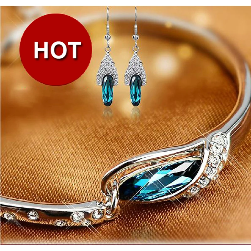 IREACESS New Genuine SWA Element Austrian Crystal wedding Necklace &amp Bracelet jewelry sets women | Украшения и аксессуары