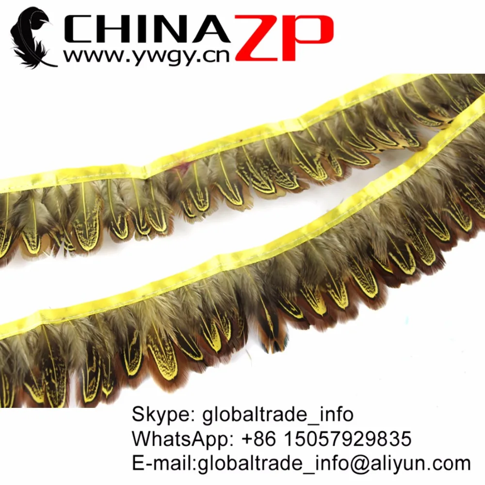 

Factory Wholesale 10 Yard Dyed YELLOW Almond Ringneck Pheasant Plumage Feather Fringe