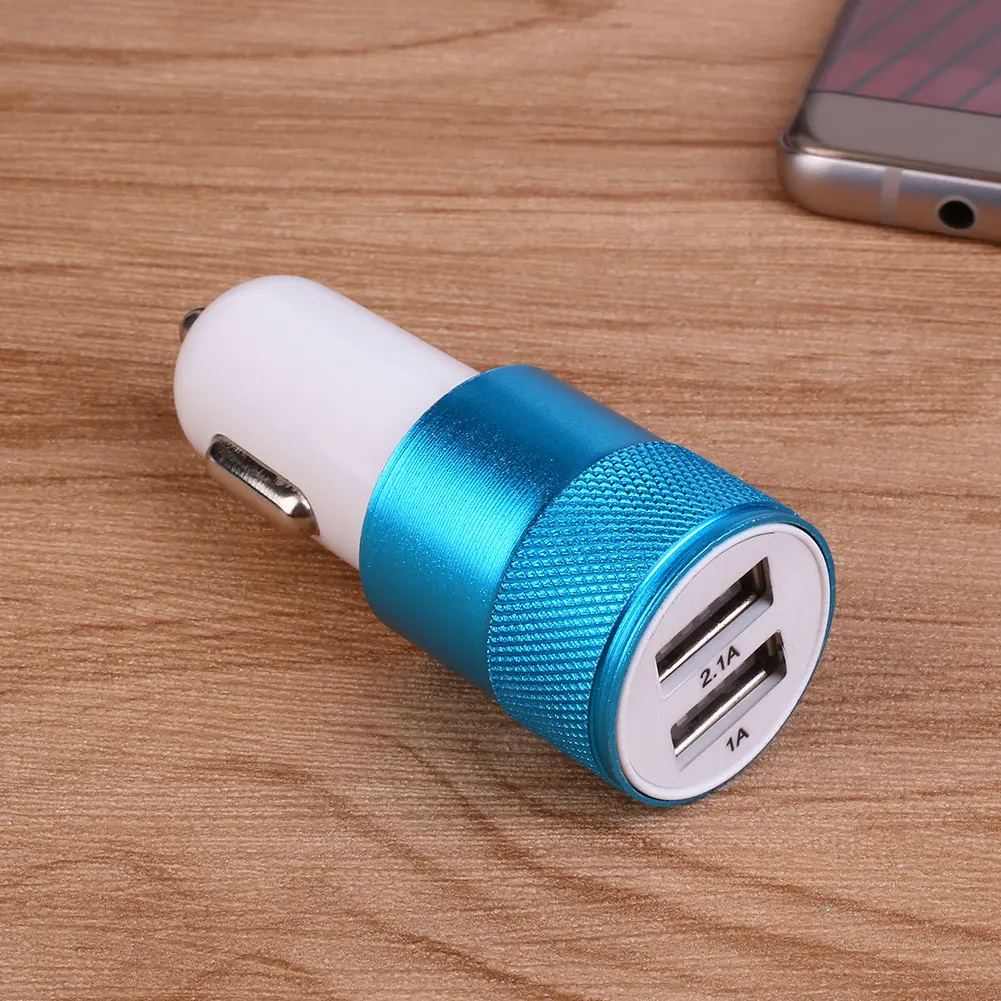 Синий 2 в 1 двойной зарядное устройство USB зарядка Зажигалка на электропитании 2.1A Plug and Play - Название цвета: Синий