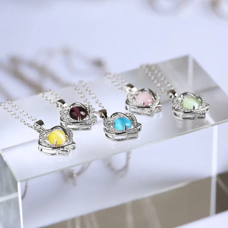 Olaru Trendy Sliver Color Crystal Mom Choker Necklace Ladies Collar Heart Necklaces Pendants Mother's Day gift Fashion Jewelry |