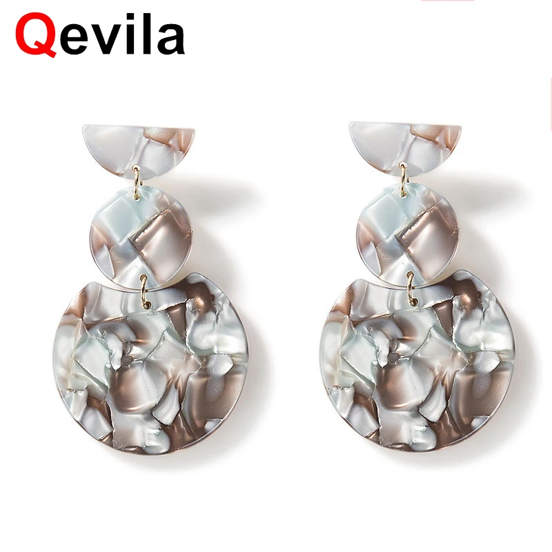 Женские серьги кольца Qevila винтажные акриловые круглые в богемном стиле