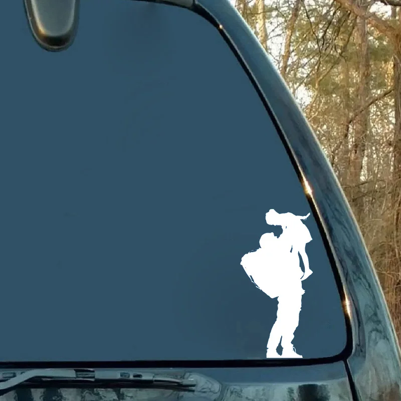 

YJZT 8.3*16.9CM Warrior Play Games With Little Girl Car Sticker Black/Silver Covering The Body Soldier Decal Vinyl C21-0132