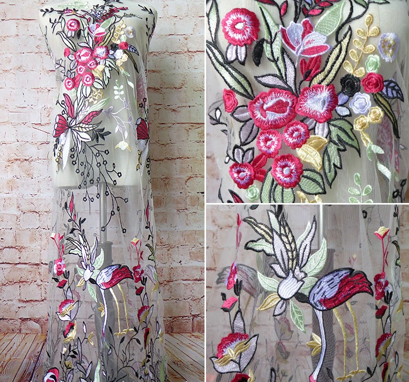 GLace 3Y/lot - Красочная вышивка на сетчатой ткани для украшения свадебных платьев и модных аксессуаров TX172.