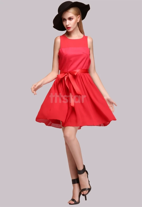 Stylish New Fashion Lady Women Party Dress Casual Sleeveless Chiffon O neck SV013507|dress up modern princess|dress crazydress birthday party games |