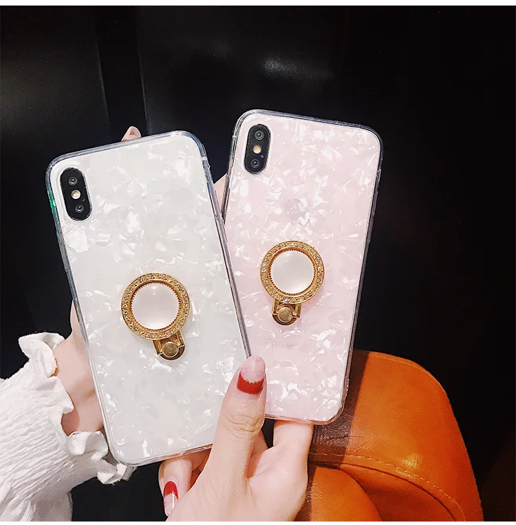 XS MAX Роскошный чехол для телефона с кольцом кошачий глаз и подставкой Блестящий