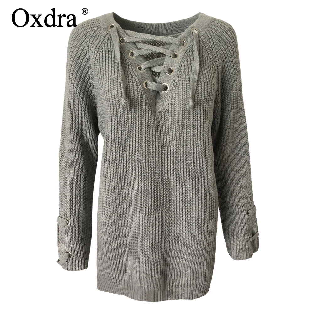 Oxdra пуловер осень-зима женские вязаные свитера с длинным рукавом Свободные