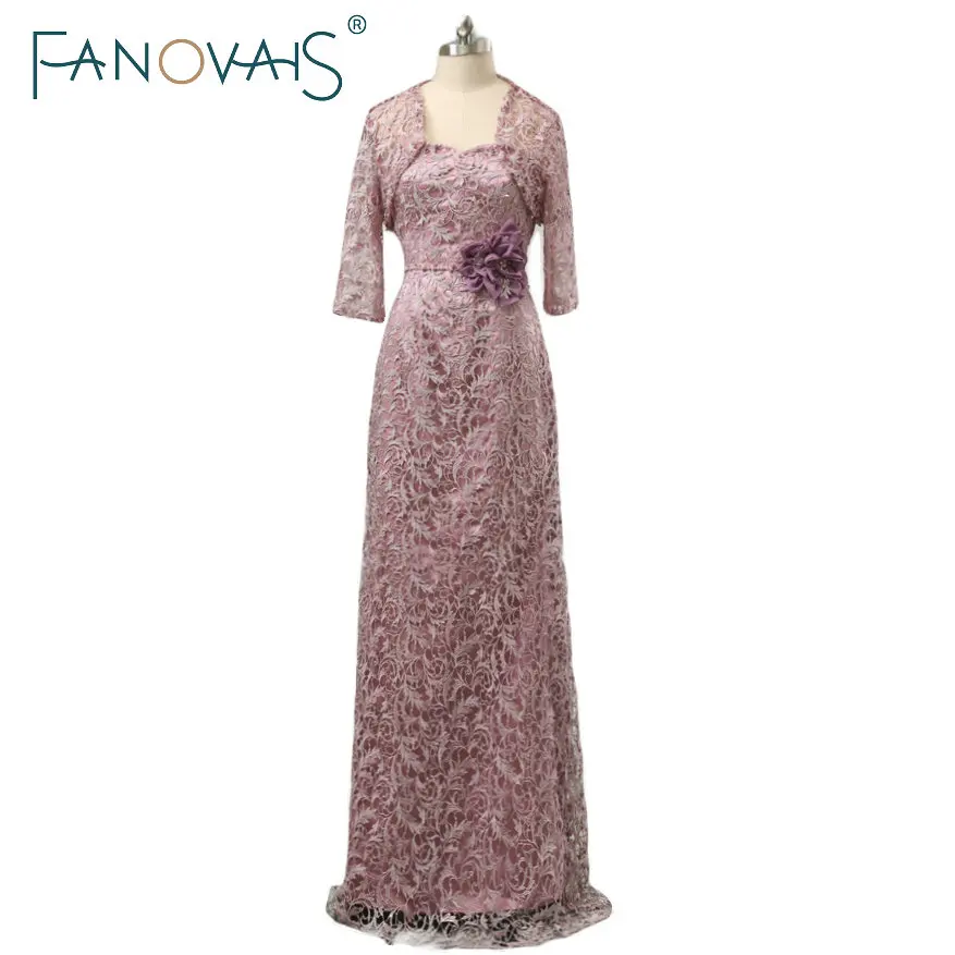 

Элегантный фиолетовый мать вечернее платье с жакетом кружева мать невесты платье длинные плюс размер жениха мать платье Половина рукава