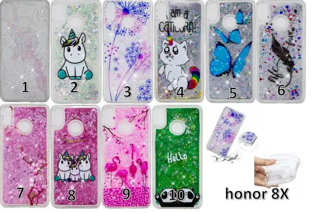 Huawei Honor X8 Funda huawei Honor 8x X8 JSN-L21 чехол для телефона huawei Honor8X 8 X JSN L21 мягкий чехол из ТПУ с динамическим жидким блеском