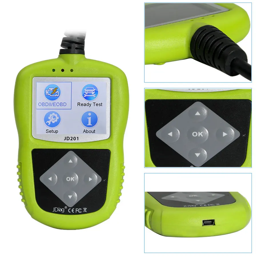 JDiag JD201 OBD2 считыватель кода неисправностей Автомобильная сканер OBDII/EOBD/CAN