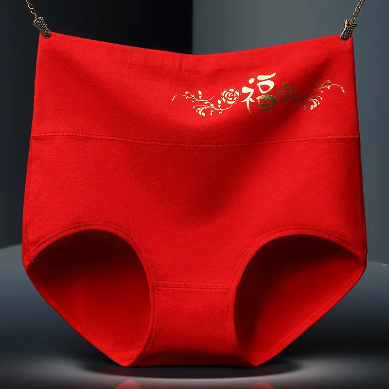 Трусы размера плюс нижнее белье женские хлопковые трусы Cueca китайские красные