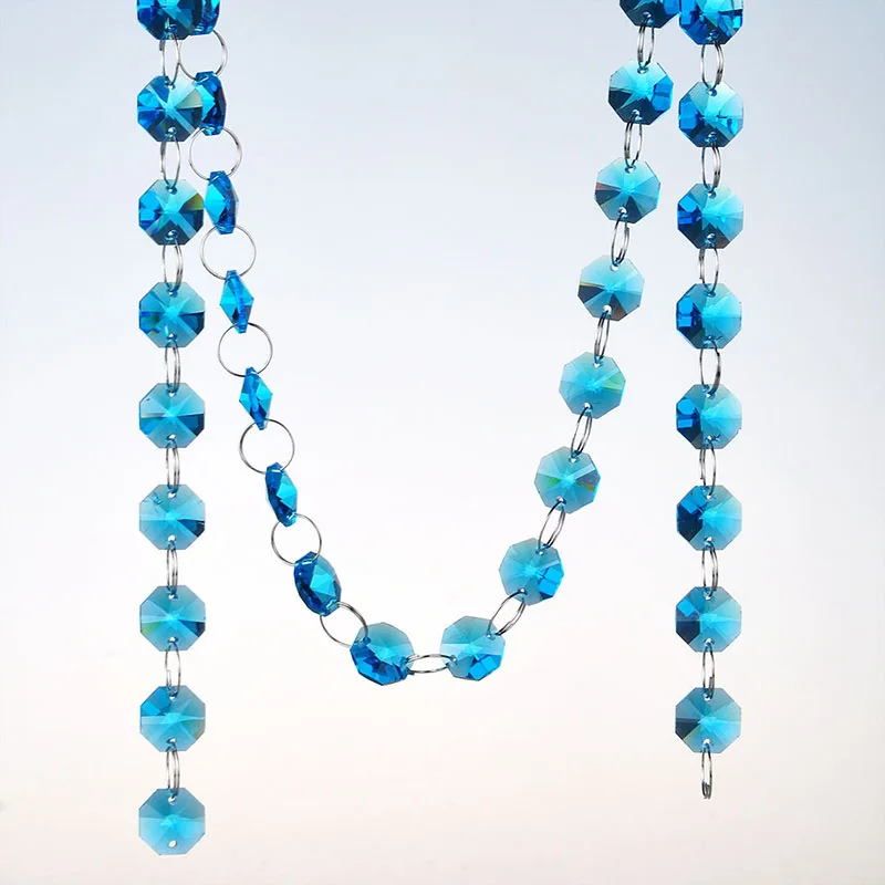 Royal Blue Цветная жемчужина цепи 7 футов Кристалл DIY Радужная гирлянда 14 мм нить с бусинами из кристаллов восьмиугольная дома окна вечерние Свадебный декор - Цвет: Royal Blue