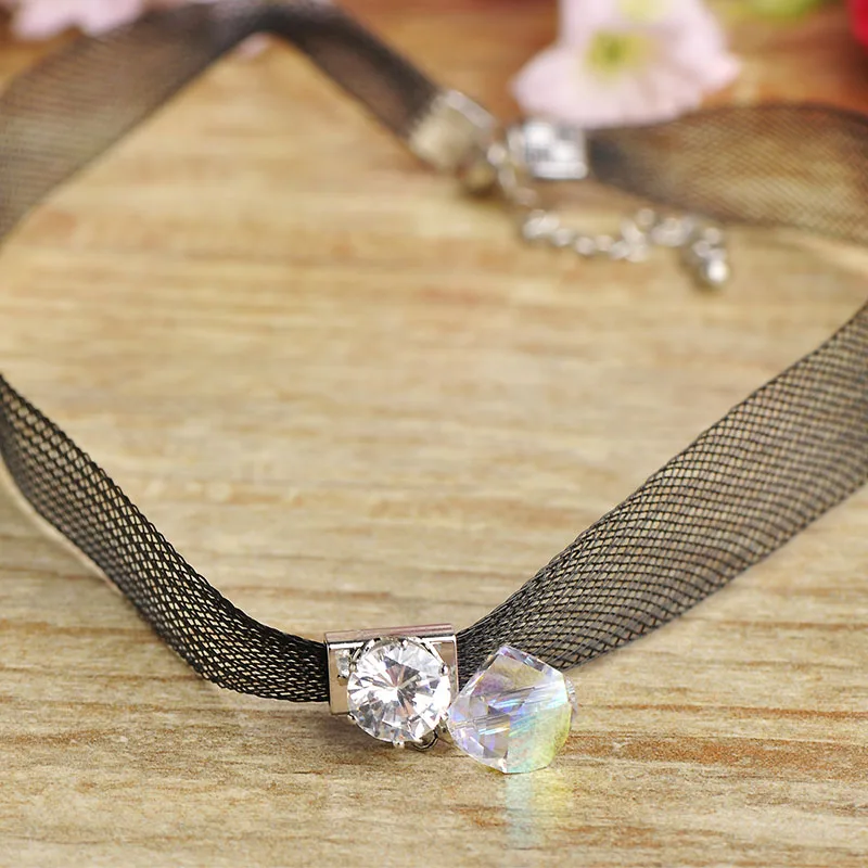 MECHOSEN Lace Chokers Necklaces For Women Sparkling Cubic Zirconia Pendant charms Collier Colar Mujer Party Jewelry chakra wicca | Украшения