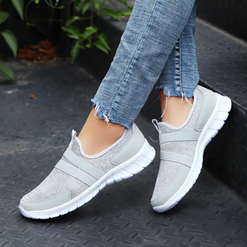 Light Gray PINSEN/ осенние кроссовки; женская обувь из дышащего сетчатого материала; женские Балетки без шнуровки; лоферы на плоской подошве; женская обувь; теннисные туфли - Цвет: Light Gray