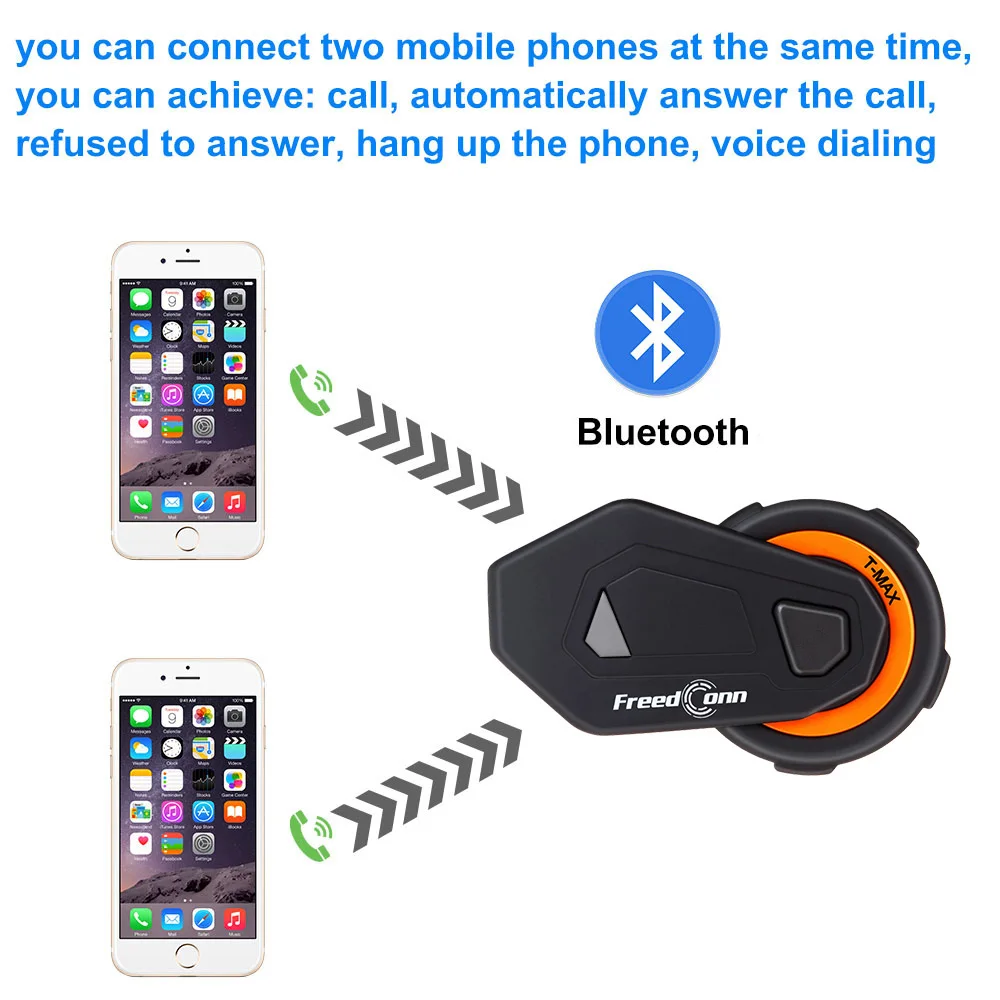 2 шт FreedConn T-Max мотоциклетный шлем Bluetooth Интерком 6 райдеров гарнитура с fm-радио Moto Intercomunicador Bluetooth 4,1