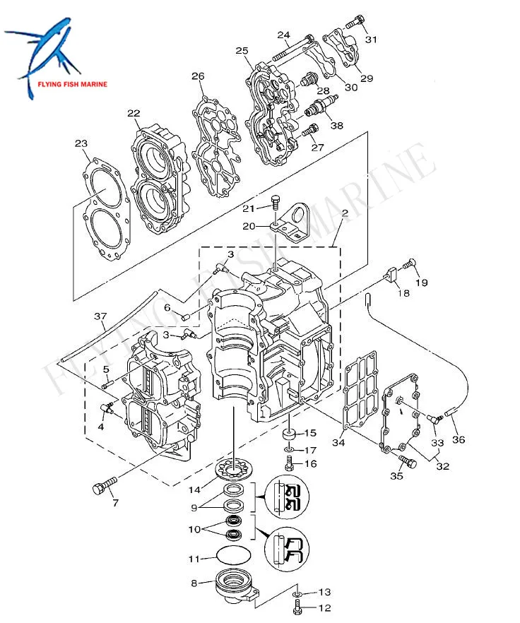 Моторная лодка 66t-11193-a2 прокладка крышки головки блока цилиндров для yamaha 2-stroke 40hp 40x