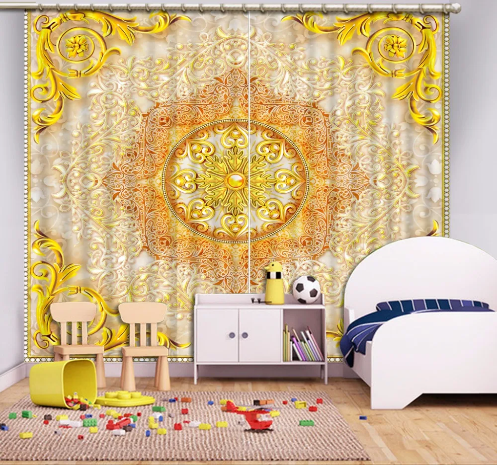 

High quality Curtain European style 3D Curtains Jewelry luxury Kitchen Bedroom Living room Blackout Curtains Home Decoration