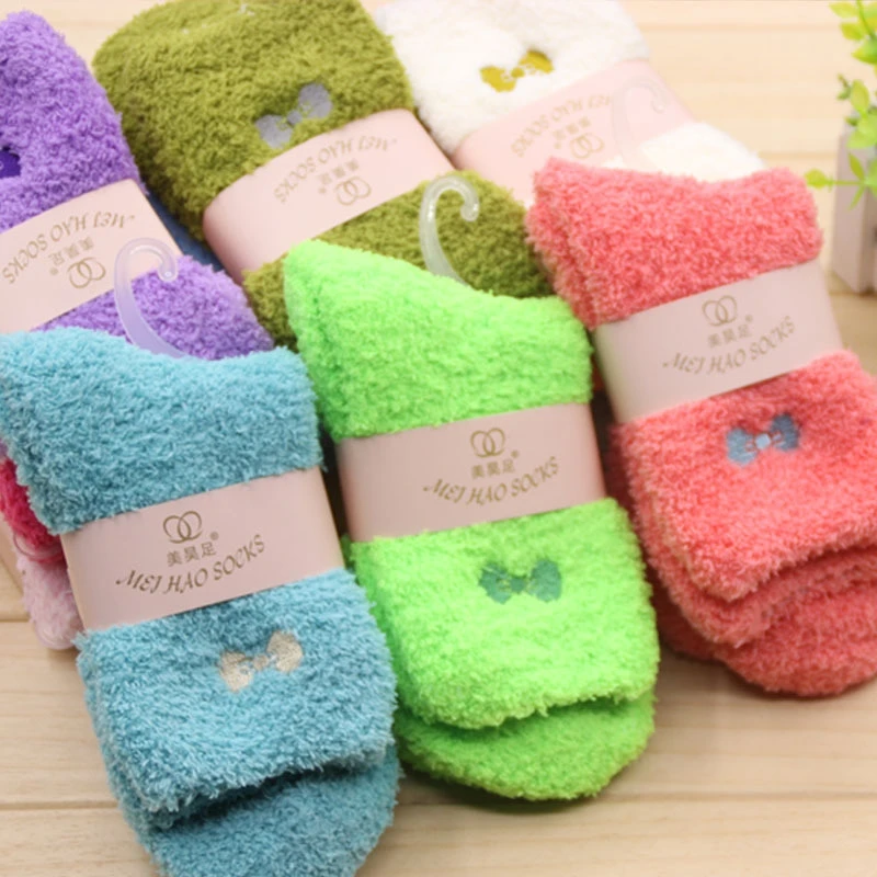 Толстые пушистые однотонные женские мягкие носки | Женская одежда
