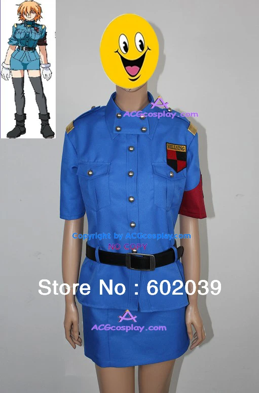 

Hellsing Seras Victoria blue uniform cosplay costumes include white gloves and belts
