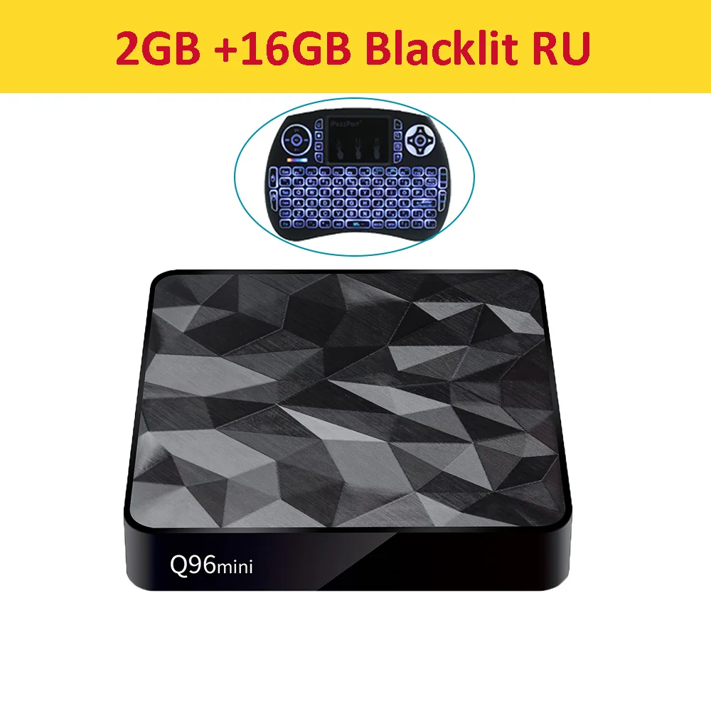2G 16G Blacklit RU Q96 Мини Смарт ТВ приставка Amlogic S905W 2,4G WiFi BT4.1 H.265 4K Android 7,1 OS ТВ приставка PK X96MINI - Цвет: 2G 16G Blacklit RU