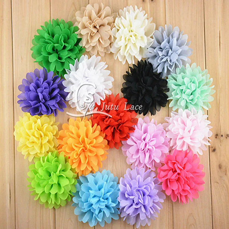 30 шт./лот Шифоновый Цветок для волос раструбный потертый цветок цветов на выбор