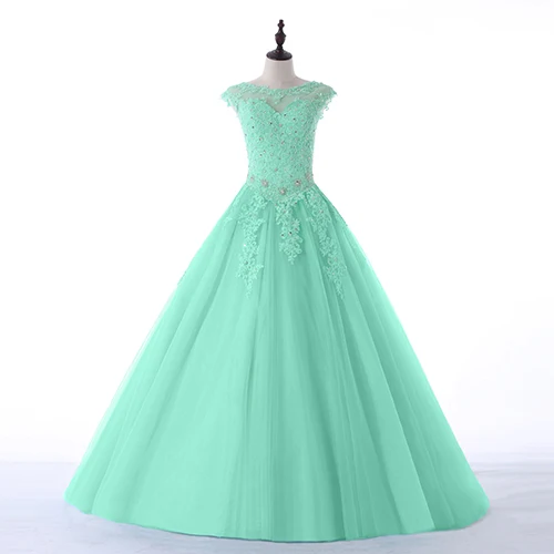 mint Favordear Новая коллекция Бальные платья 15 лет Vestidos De 15 Anos с высоким воротом красные, розовые, бирюзовые Бальные платья Вечерние платья - Цвет: mint